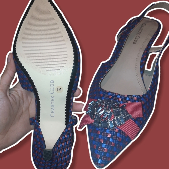 Charter Club Lollee Pointed Toe Slingback heels ๐๐๐ - Picture 3 of 3